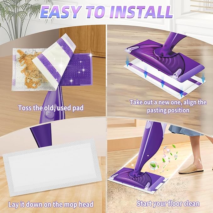 20 Count Mopping Pad for Wet Jet Mop Disposable Wetjet Pads Refills Replacement for Wet Pads Refill Compatible with Wet Jet Pads Thickness & Absorbent for Household Multi-Surface