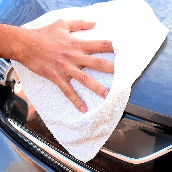 Arkwright W11 Terry Cloth Towels for Cleaning - Soft Cotton Blend Washable Multi-Purpose Bar Mop, Absorbent & Quick Dry, Bag of Rags for Kitchen, Auto Shop, and Garage, 5 lb, White