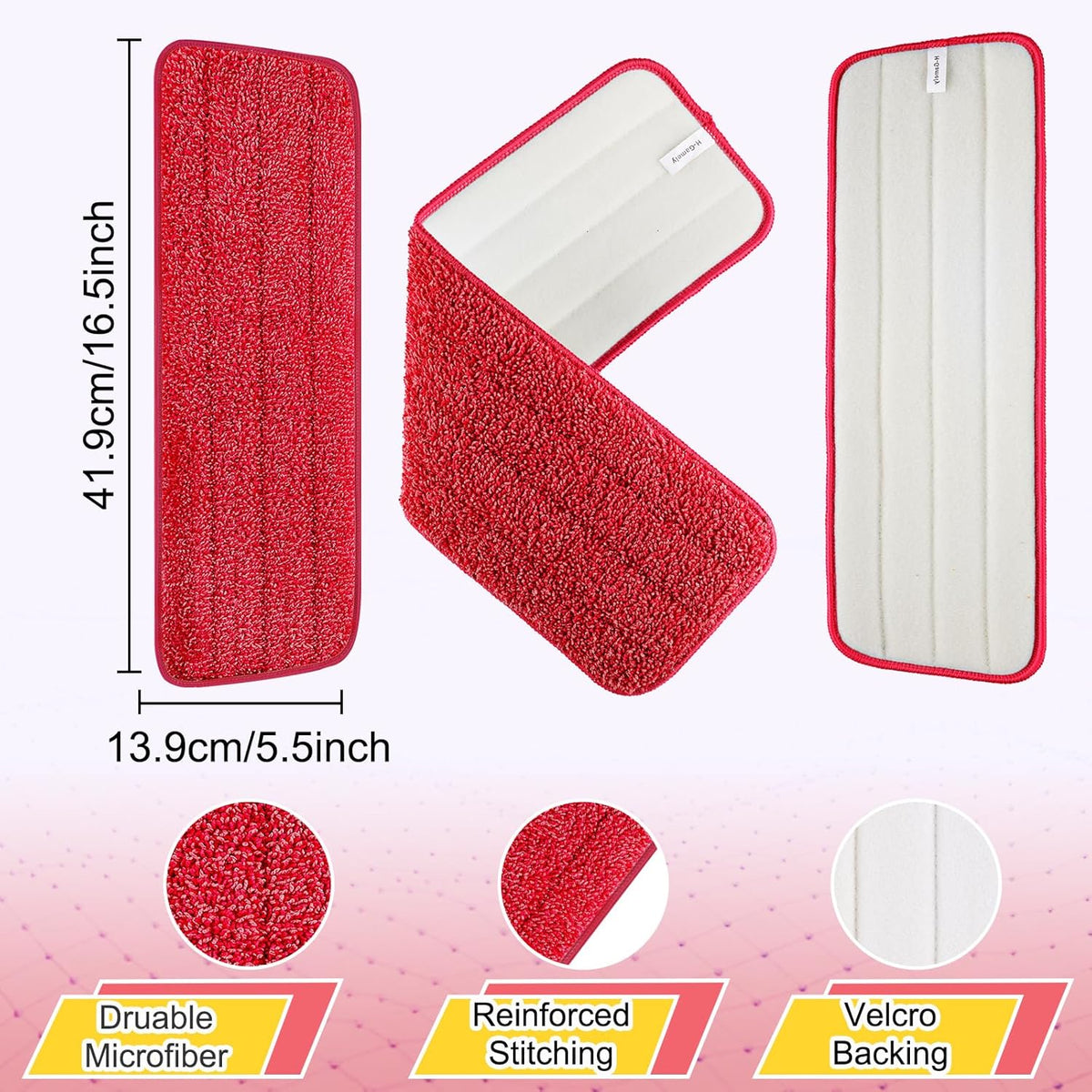 16.5 Inch Reusable Mop Pads Microfiber Spray Mop Replacement Heads for Wet/Dry Mops Compatible with Bona Floor Care System (6 Pack)