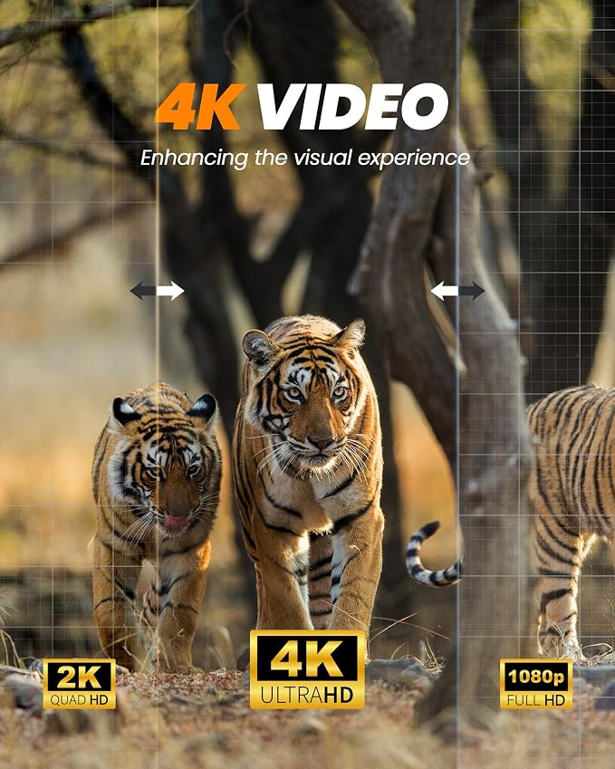 Night Vision Goggles, True 4K Night Vision Binoculars, Equipped with 50mm Objective Lens, 850nm IR, 3'' HD Screen 4000mAh Rechargeable Battery, Suit for Wildlife Watching and Camping