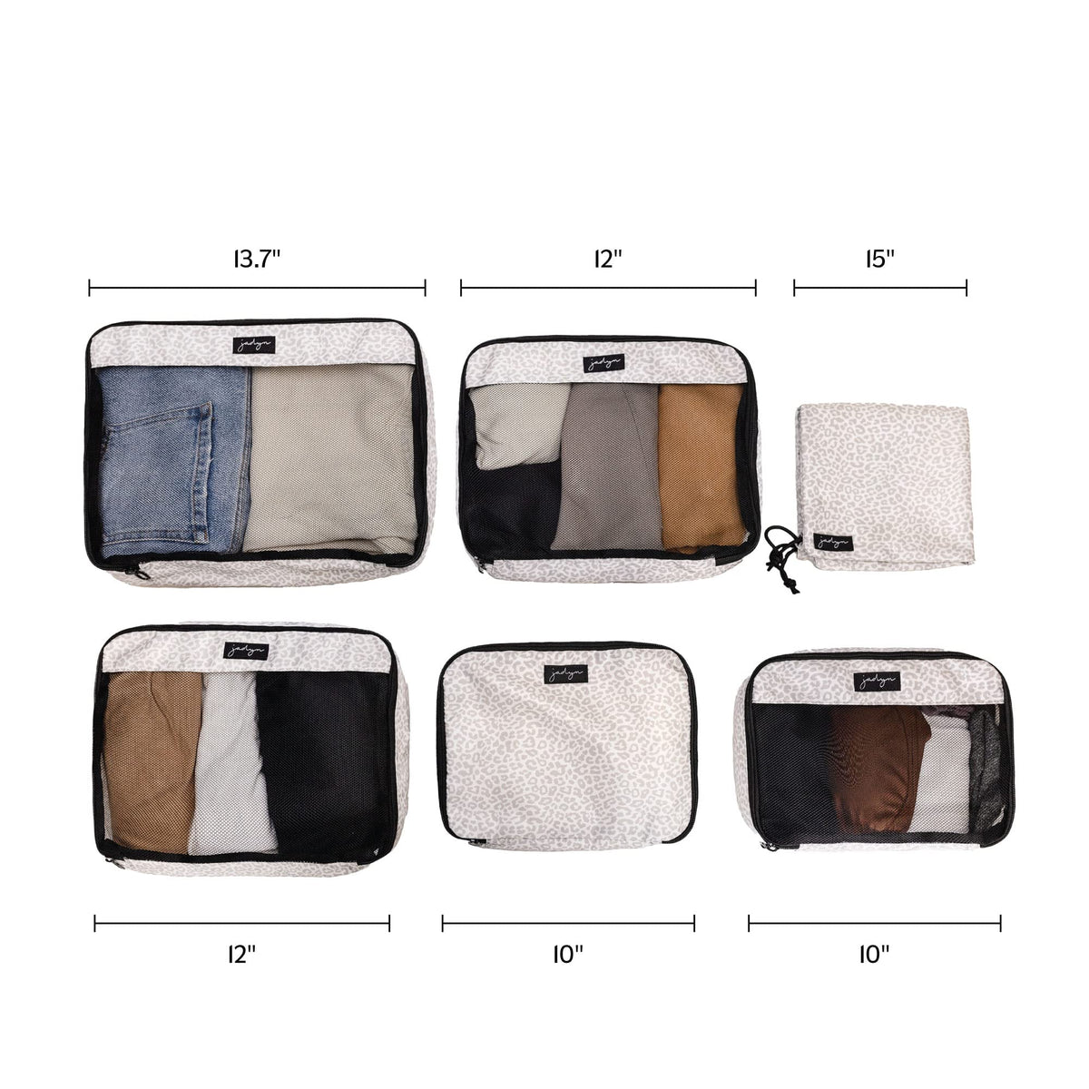 Jadyn Packing Cubes for Travel, 6-Piece Large Packing Cube Organizer Set for Suitcase, Duffel Bag, Luggage, Multiple Sizes Travel Essentials (Desert Leopard)