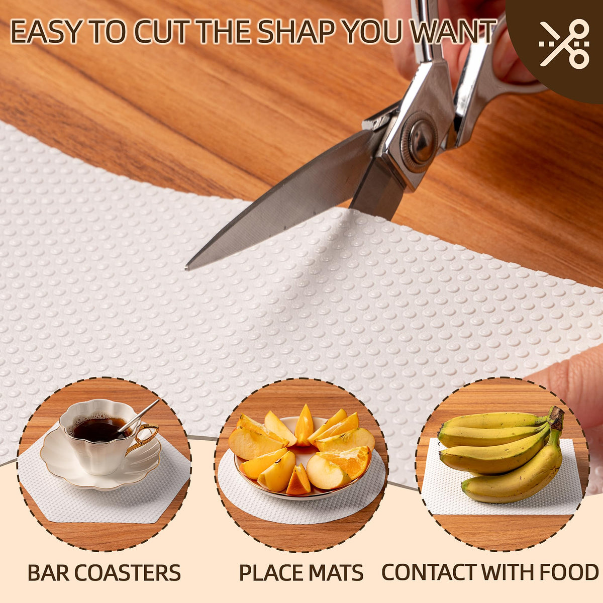 Shelf Liner for Kitchen Cabinets White- Food Safe, Non-Adhesive, and Waterproof - Easy to Clean and Reusable - Perfect for Shelves,Fridge,Drawers,Cupboard and Pantry Cabinets 12'' X 120 Inch
