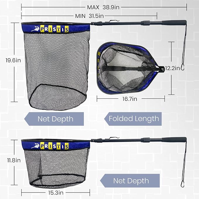 Pristis Utility Multi-Function Fishing Gear Combination, Fishing Plier & 39''/1m Rubber Coated Steelhead Landing Net for 20'' Net Depth, Nice Gift for Family