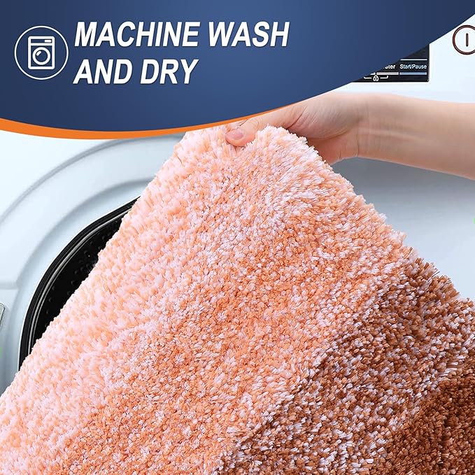 OLANLY Bathroom Rugs Mat 36x24, Extra Soft Absorbent Microfiber Bath Rugs, Rubber Backing, Quick Dry, Machine Washable Bath Mats for Bathroom Floor, Tub and Shower, Home Decor Accessories, Orange