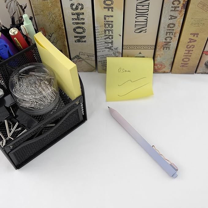 Fengtaiyuan Lan05, Stylish Gradient Color Pen, Black Ink, 0.5mm Extra Fine, Gel Ink Rollerball Pens, Writting Smooth, Rubber Spray (Lan05)