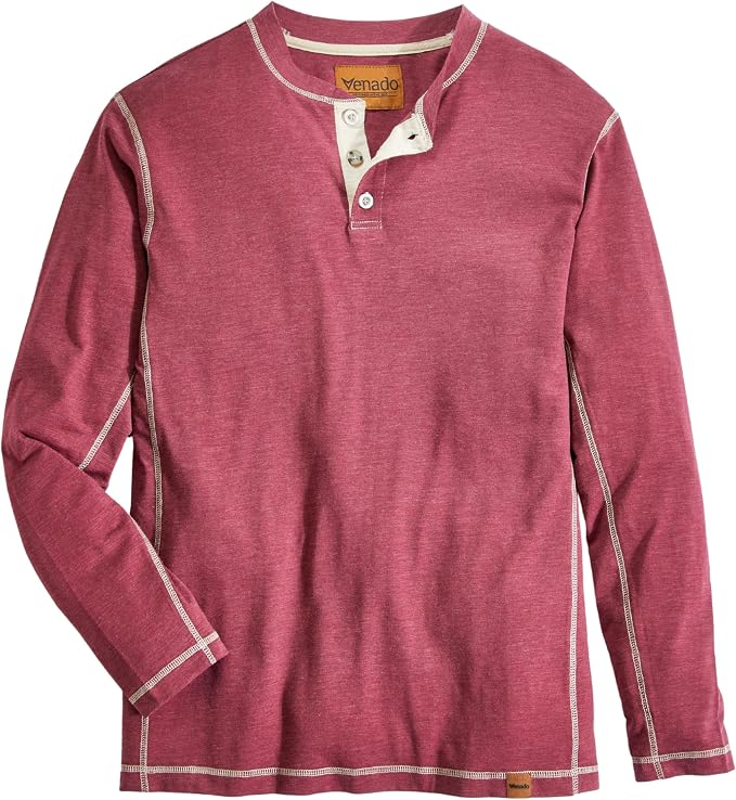 Venado Henley Long Sleeve Shirts for Men - Mens Henley with Flex Material
