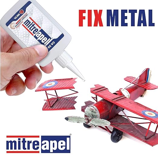 MITREAPEL Ca Glue with Activator (2 x 1.7 oz - 2 x 6.7 fl oz), Cyanoacrylate Super Glue for Plastic, Glass, Leather, Ceramic, Woodworking, DIY, 3D Printing - Instant Bond - 2 Pack