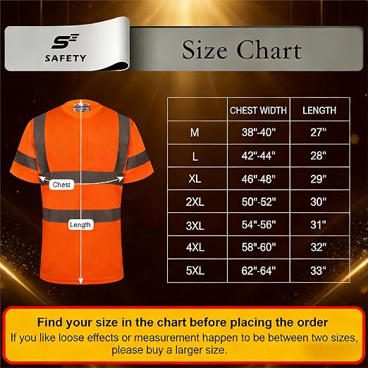 sesafety High Visibility Shirts for Men Class 3 Hi Vis Reflective Construction Shirts for Men with Pocket Safety T Shirt for Mens Work Shirt for Mens Short Sleeve Orange