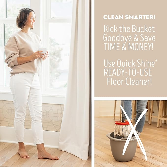 Quick Shine Hardwood Floor Cleaner 27oz, 6Pk| Use in Spray & Vac Mops| Removes Dirt & Scuff Marks| Ready-to-Use, Streak Free, No Rinse| Safer Choice Cleaner| Perfect for Gentle and Effective Cleaning