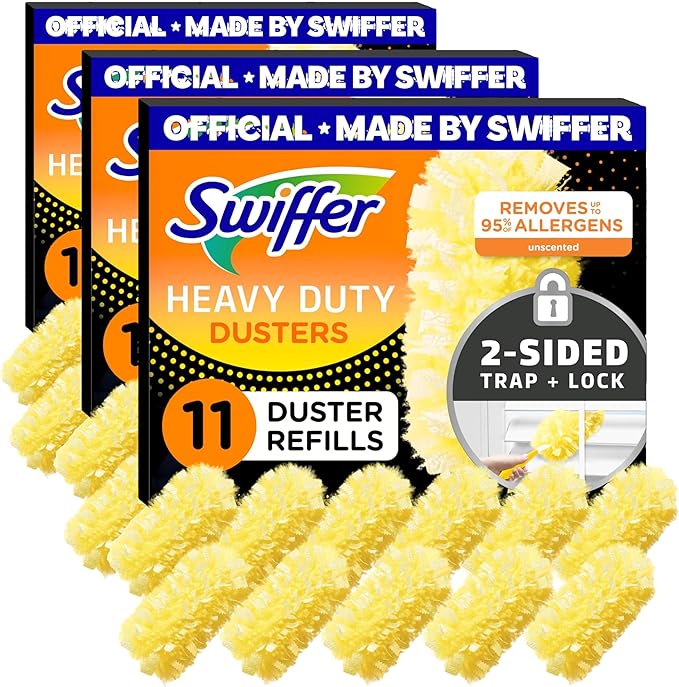 Swiffer Dusters Heavy Duty Multi-Surface Duster Refills for Cleaning, Unscented, 11 Count (Pack of 3)