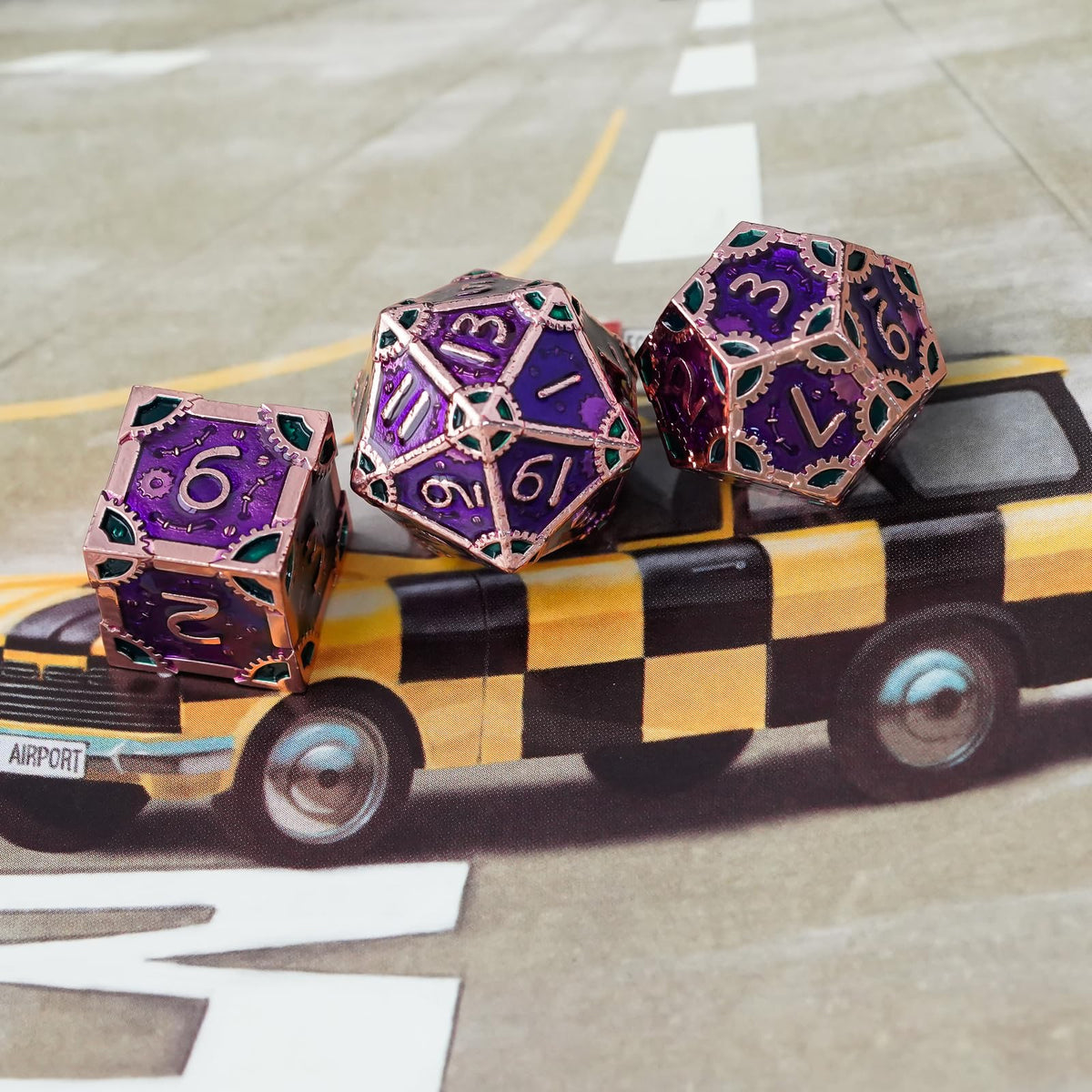 UDIXI Metal Dice Set D&D, 7PCS Metal DND Dice Steampunk Gear D and D Dice for Dungeons and Dragons Role Playing Games and Other Tabletop Game (Purple)