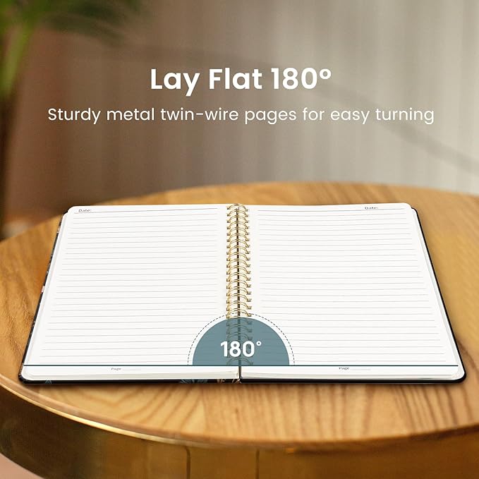 Lined Spiral Journal Notebook for Women, Cute A5 College Ruled Hardcover Notebook for Work & Note Taking, Aesthetic Pretty Journal for Writing, 140 Pages, Vintage Petals