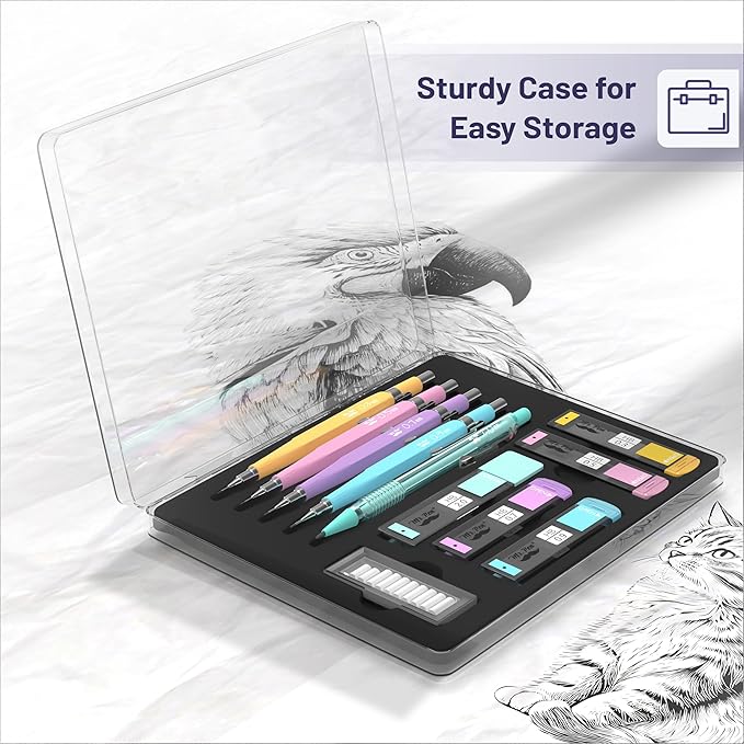 Mr. Pen- Pastel Mechanical Pencil Set with Lead and Eraser Refills, 5 Sizes, 0.3, 0.5, 0.7, 0.9, 2mm, Mechanical Pencils for Drawing and Sketching, Cute Pencils, Mechanical Pencil