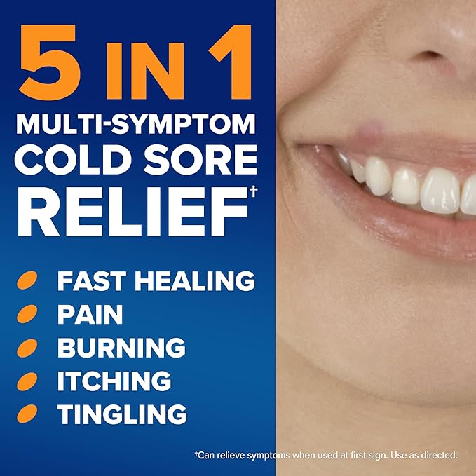 Abreva Docosanol 10% Cream Cold Sore Treatment, Fever Blister and Cold Sore Cream - 0.07 Oz Pump Bottle x 3
