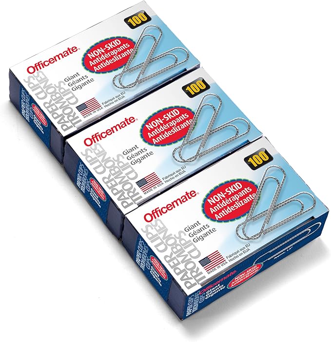 Officemate 3-Pack 99915 Giant Non-Skid Gem Paper Clips (99935)