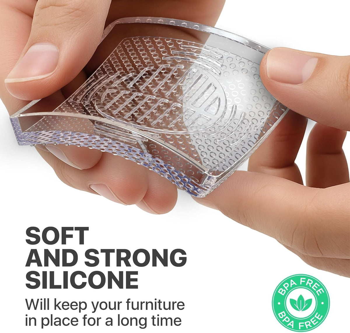 X-Protector Furniture Cups - 4 PCS 2.2" - Non Slip Furniture Pads for Hardwood Floors - Transparent Floor Protectors - Bed Stoppers to Prevent Sliding - Keep Furniture from Sliding on Floor! (Square)