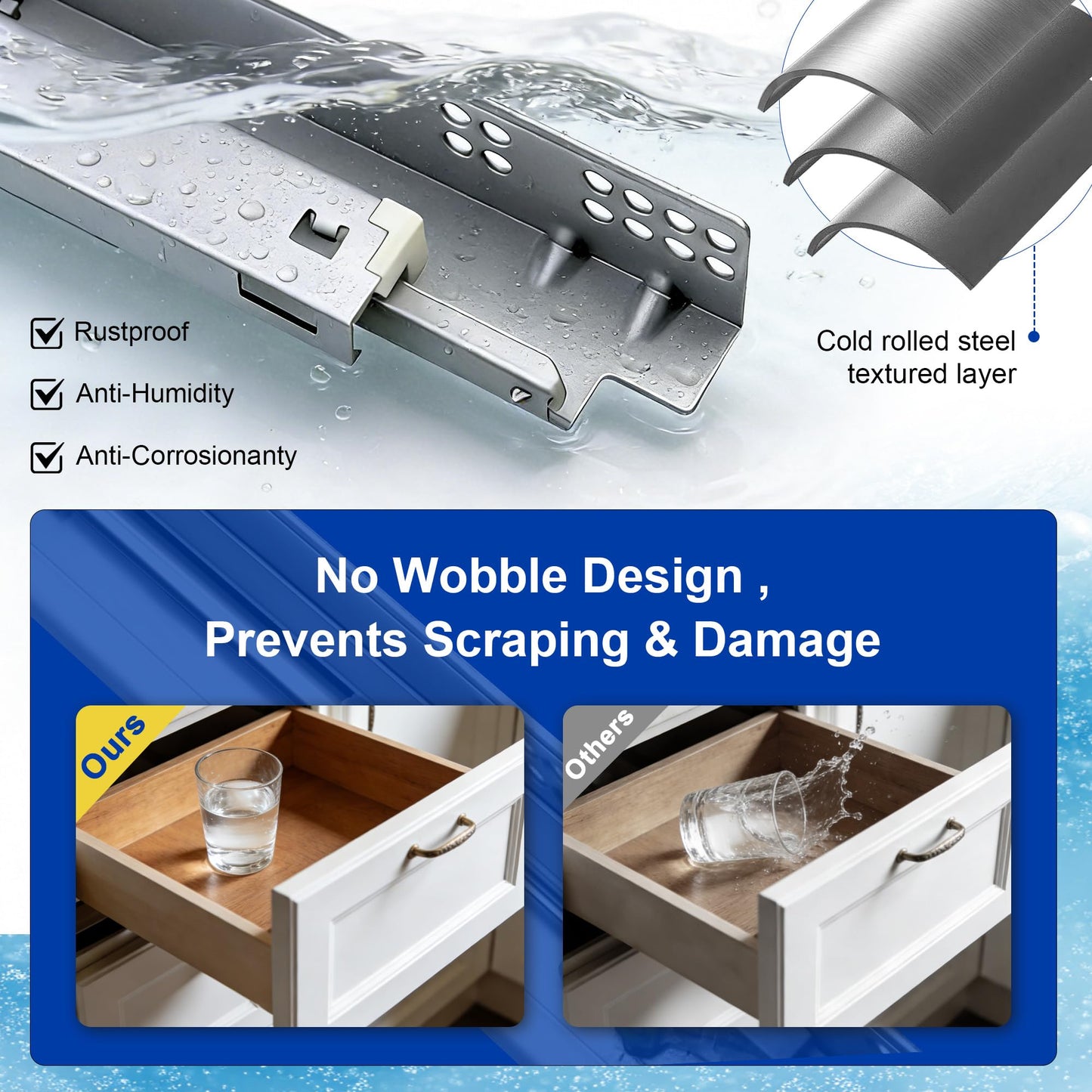 21 Inch Undermount Drawer Slides Full Extension Soft Close, 85 lb Heavy Duty, No Wobble Easy Mount Rails with All Hardware, Hidden Bottom Mount Concealed Runners for Face Frame Frameless, 1 Pair