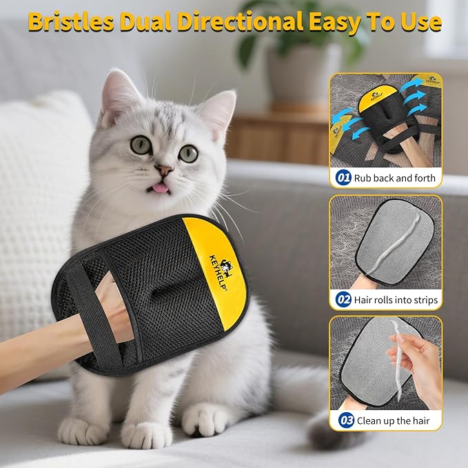 Pet Hair Removal Glove for Dogs & Cats, Newly Upgraded Reusable Electrostatic Pet Hair Gloves, Pet Hair Remover Tool for Clothing, Couch, Carpet, Car Seat