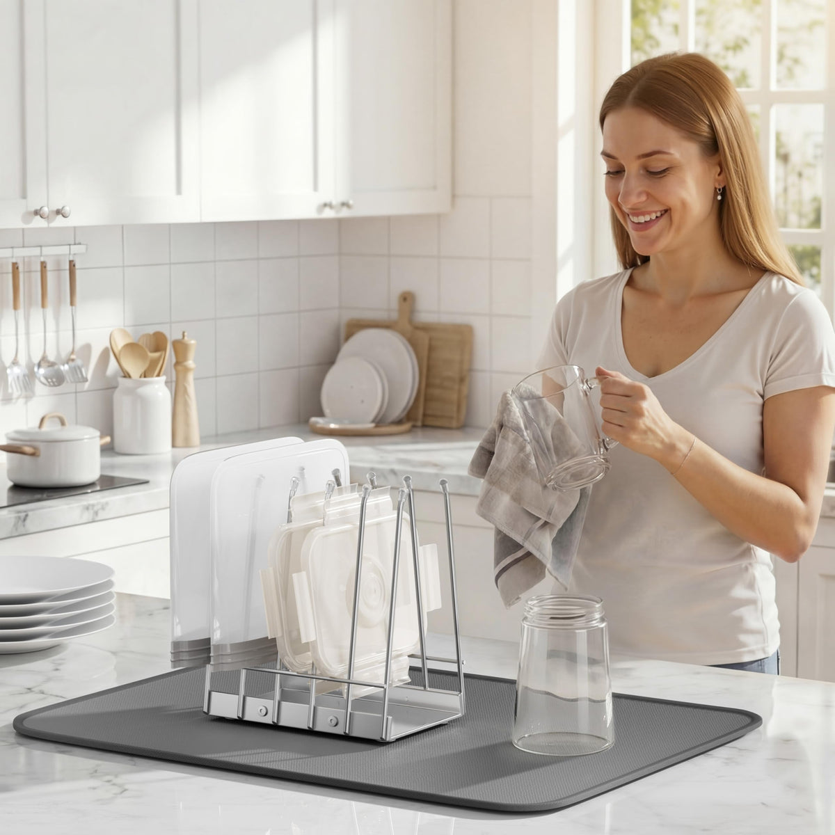 Josmimic Reusable Bags Drying Rack, Plastic Bags Dryer for Ziplock Lerine Silicone Gallon, Snack, Sandwich Storage Bags, Silver