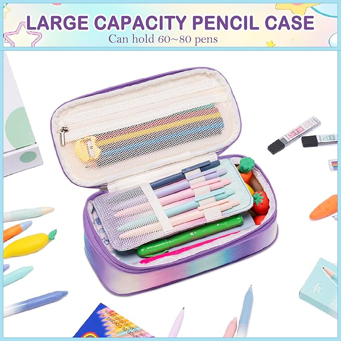 78 PCS Aesthetic School Set for Girls - Pen Case, Pastel Highlighters, 16 Pens, 10 Mechanical Pencils, 12 Sharpened Colored Pencils, 452 Refills - Cute Christian Journaling & Drawing Kit for Teens