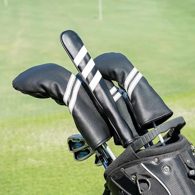 Golf Club Head Covers - 4pcs or 1pc Golf Accessories Club Covers Set for Woods and Driver Fairway Hybrids with Interchangeable Tags