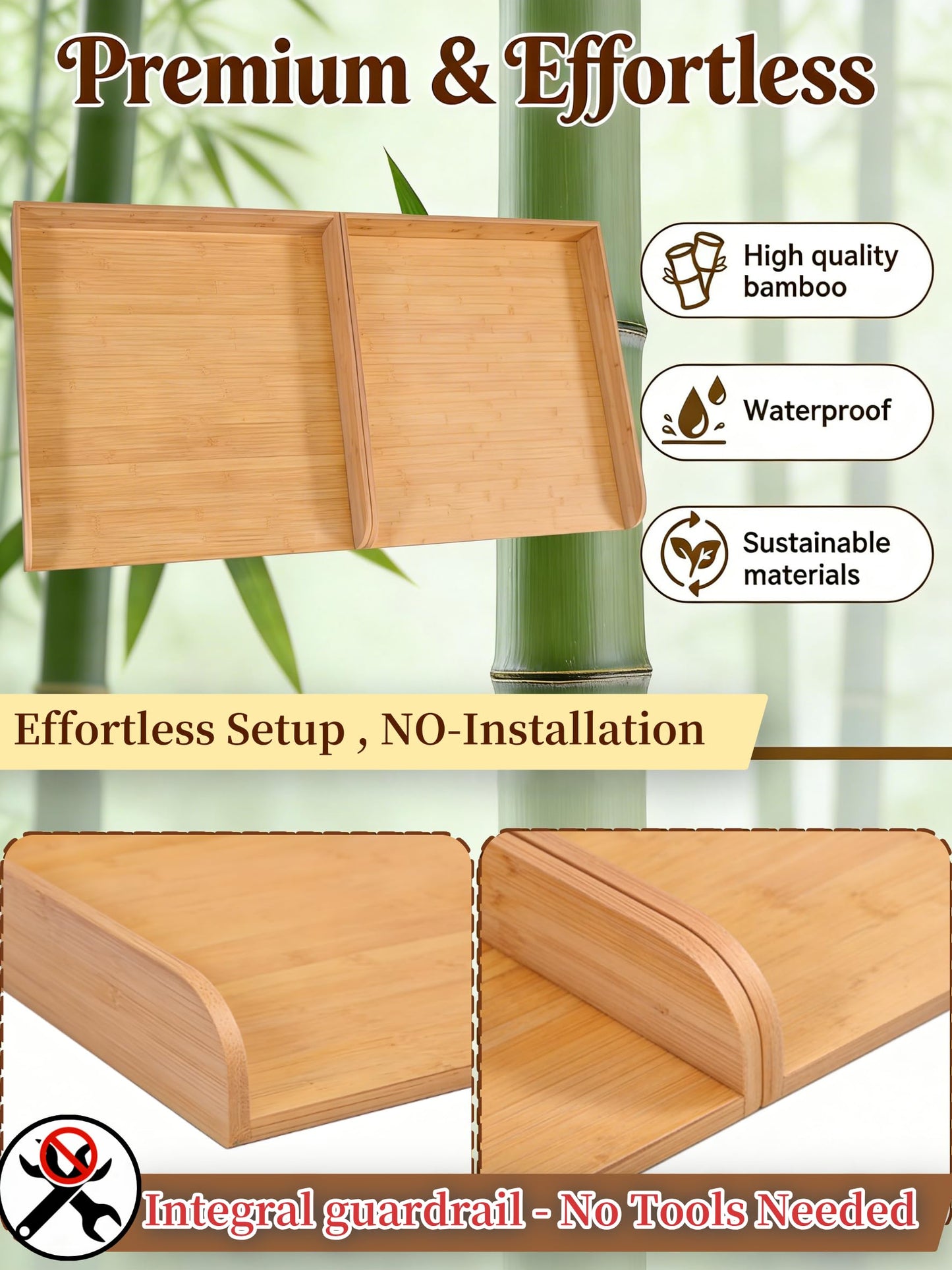 UTCG Washer Dryer Countertop Wooden: Washer and Dryer Shelf Top Cover 27.5x54 Inch No-Installation Countertop Set of 2 - Generation Farmhouse Homeowners & Laundry Room Organization - Bamboo