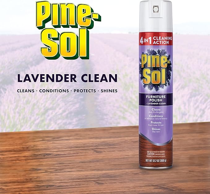 Pine-Sol Furniture Polish Aerosol, Lavender Scent - Wood Furniture Polish Spray Gives You A Powerful Clean You Can Trust - 12.7 Ounce - 6 Pack