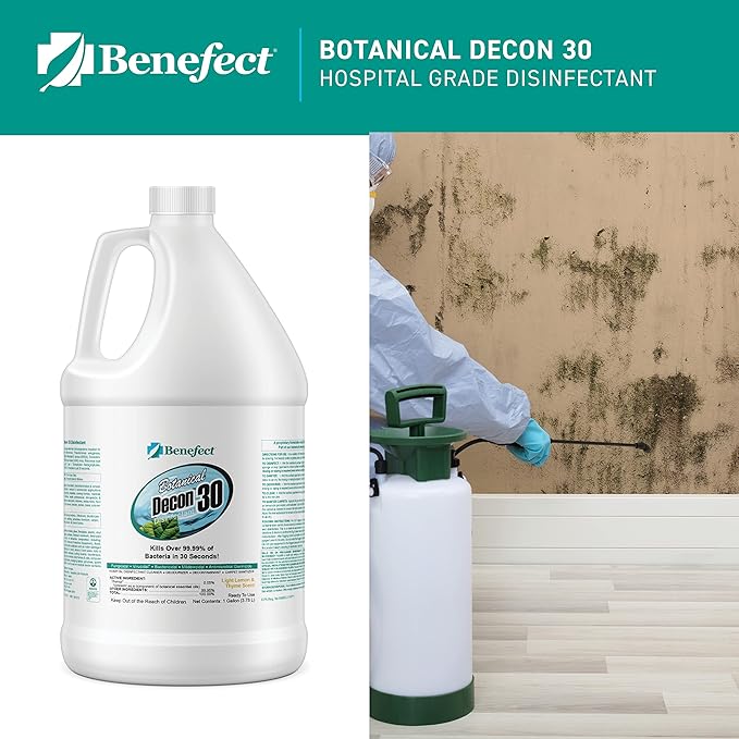 Benefect Botanical Decon 30 Disinfectant Cleaner - All Natural Formula for Effective Cleaning Power - Ideal for Restoration Jobs & Water Damage - 20476 - 1 Gallon