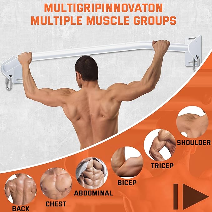 Pull Up Bar Wall Mounted-Heavy Duty Joist Mounted Pull Up Bar-Premium Strength Training Pull-Up Bars-Fast and Easy Installation for Home and Garage Use,Supports up to 600 Lbs