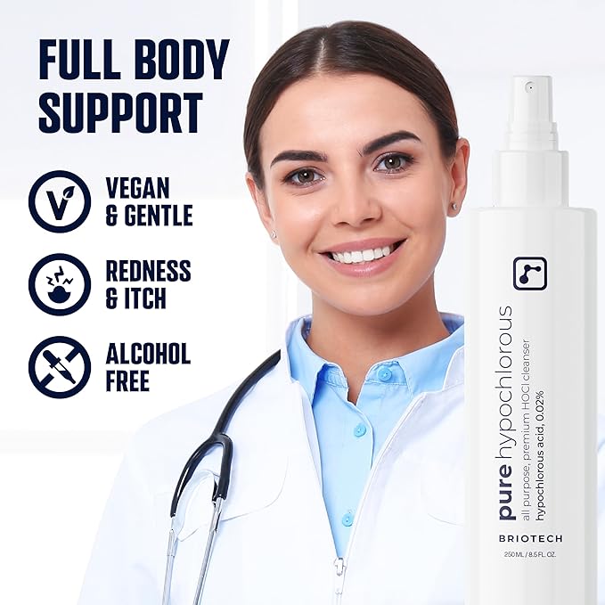 BRIOTECH Pure Hypochlorous Acid Spray and Cleanser, Original Premium HOCl Topical Solution, Multi-Purpose Cleaner, Family Approved & Pet Friendly, 2 fl oz Travel Size