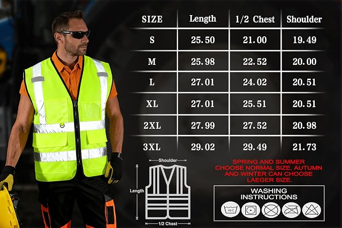 FATONE Hi Vis Safety Vest for Men with Reflective Strips, Class 2 High Visibility Vest with Pockets for Construction, Traffic, Warehouse, Security, Volunteer, 5 Pack Yellow, XL