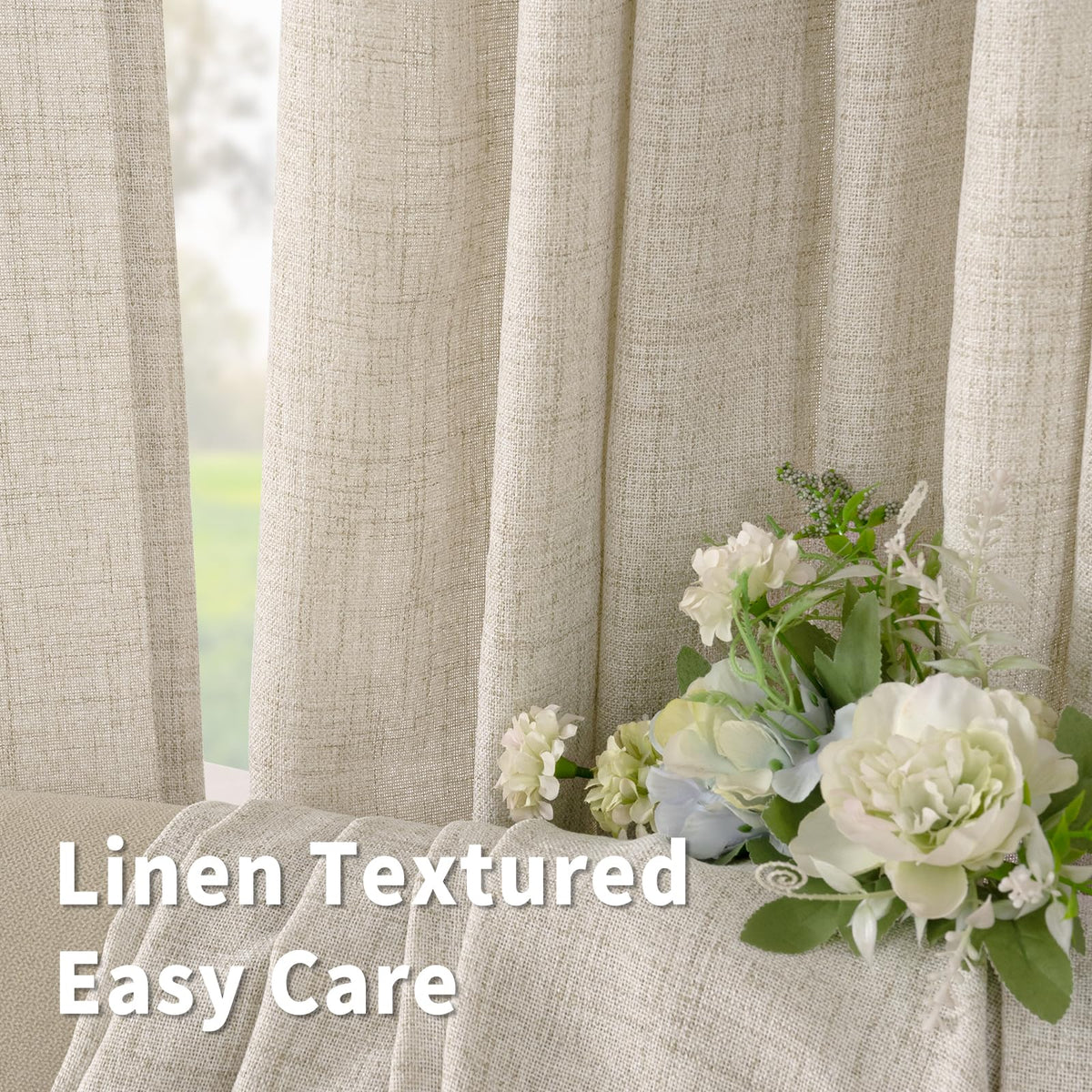 BGment Linen Curtains 63 Inch Length 2 Panels for Living Room - Semi Sheer Drapes Light Filtering Window Treatments with Rod Pocket Back Tab Lightweight for Bedroom, 52 X 63 Inch