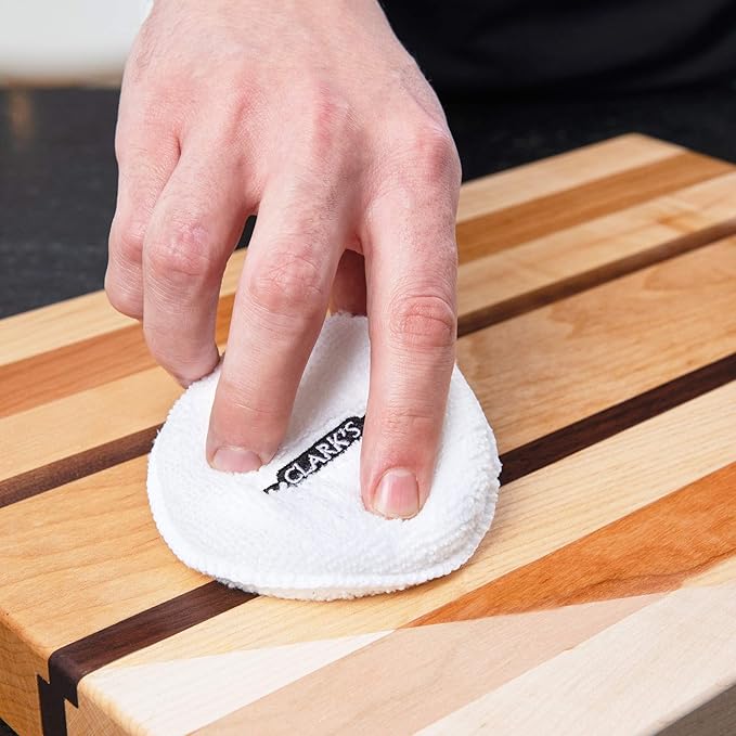 CLARK'S Cutting Board Care Kit with Coconut Oil - Includes Wax, Soap, Scrub Brush, Buffing Pad, and Applicator - for Kitchen Countertops, Butcher Blocks, Wooden Bowls and Utensils - Food Safe