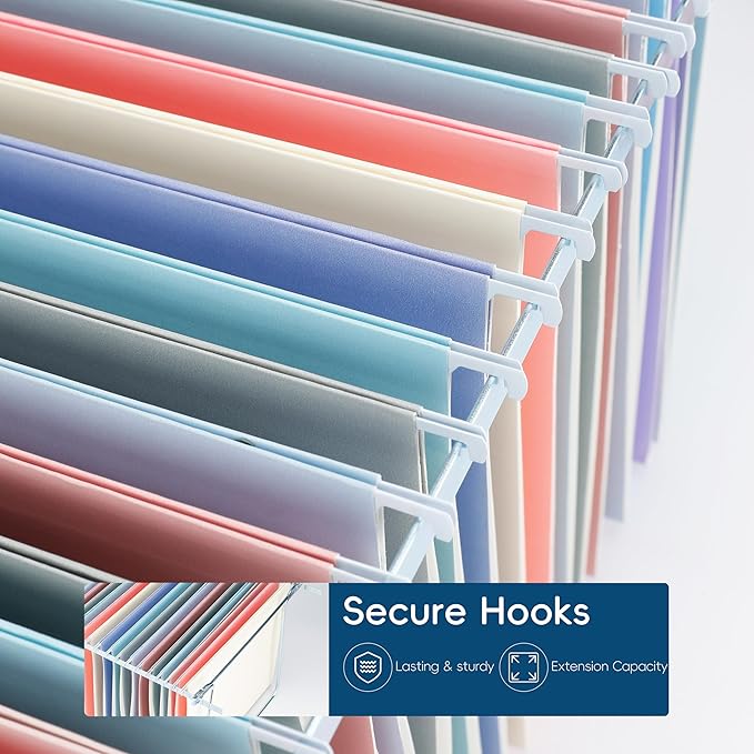 Hanging File Folders, 25 Pack Letter Size File Folders with 1/5-cut Tabs, Office Essentials for Filing Cabinet & Desk Storage