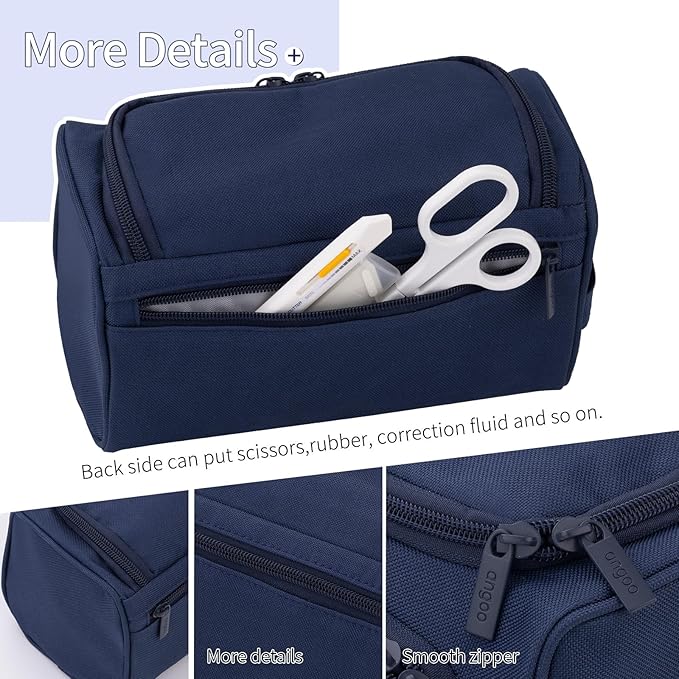 HVOMO Big Capacity Pencil Case High Large Storage Pouch Marker Pen Case Travel Simple Stationery Bag School College Office Organizer for Teens Girls Adults Student（Blue）