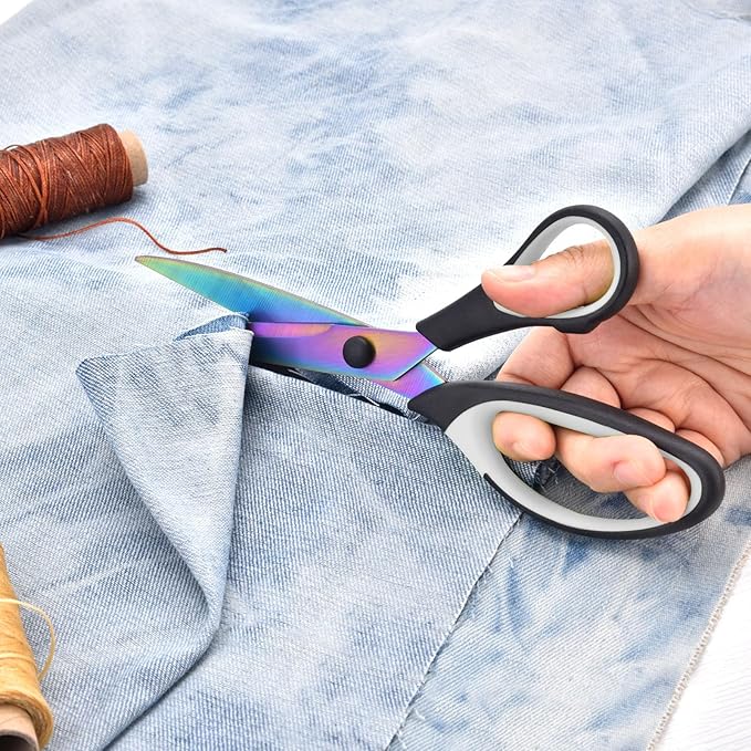 Craft Scissors Set of 3 Pack, All Purpose Sharp Titanium Blades Shears, Comfort Grip Handle, Multipurpose Fabric Scissors Tool Great for Adults, Office, Sewing, School and Home Supplies, White&Black