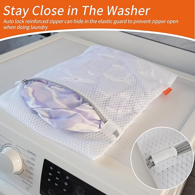 Polecasa 3Pcs 16 x 20 Inches Extra Durable 125g Diamond Mesh Laundry Bags with Sturdy Zipper for Delicates, Protect Clothes in Washing Machine, Laundry Room Essentials for College, Dorm (3 Large)