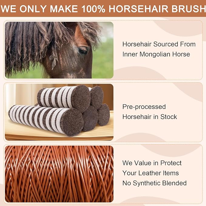 100% Horsehair Upholstery Brush for Cloth Lint Removal with Wood Handle Natural Horsehair Bristles Felt Brushes Horse Cleaning for Felt Cowboy Hat/Shoes/Cloth/Furniture Suit/Hat/Couch/Furniture/Bed
