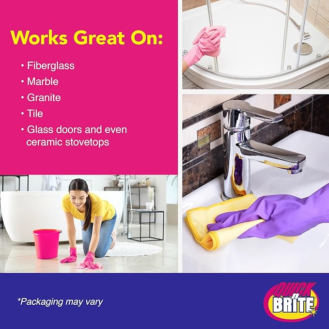 Quick ‘n Brite Scum Off Shower Cleaner - No Scrub, No Harsh Chemical Daily Shower Cleaner, Multi-Surface All-Purpose Cleaner 16 Oz - Pack of 2 (Packaging May Vary)