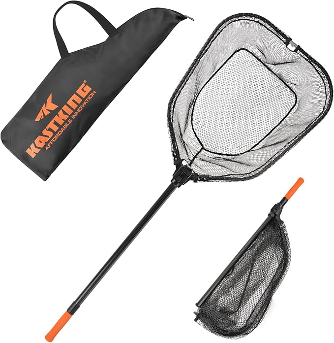 KastKing Brutus Fishing Net, Foldable Extendable Fish Landing Net, Lightweight & Portable Fishing Net with Soft EVA Foam Handle, Holds up to 44lbs/20KG, Fish-Friendly Mesh for a Safe Release