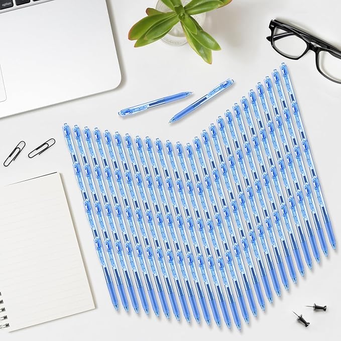Aozora Gel Pens Fine Point Smooth Writing Pens Retractable Pens 0.5mm Quick Dry Office School Supplies (Blue-100pack)