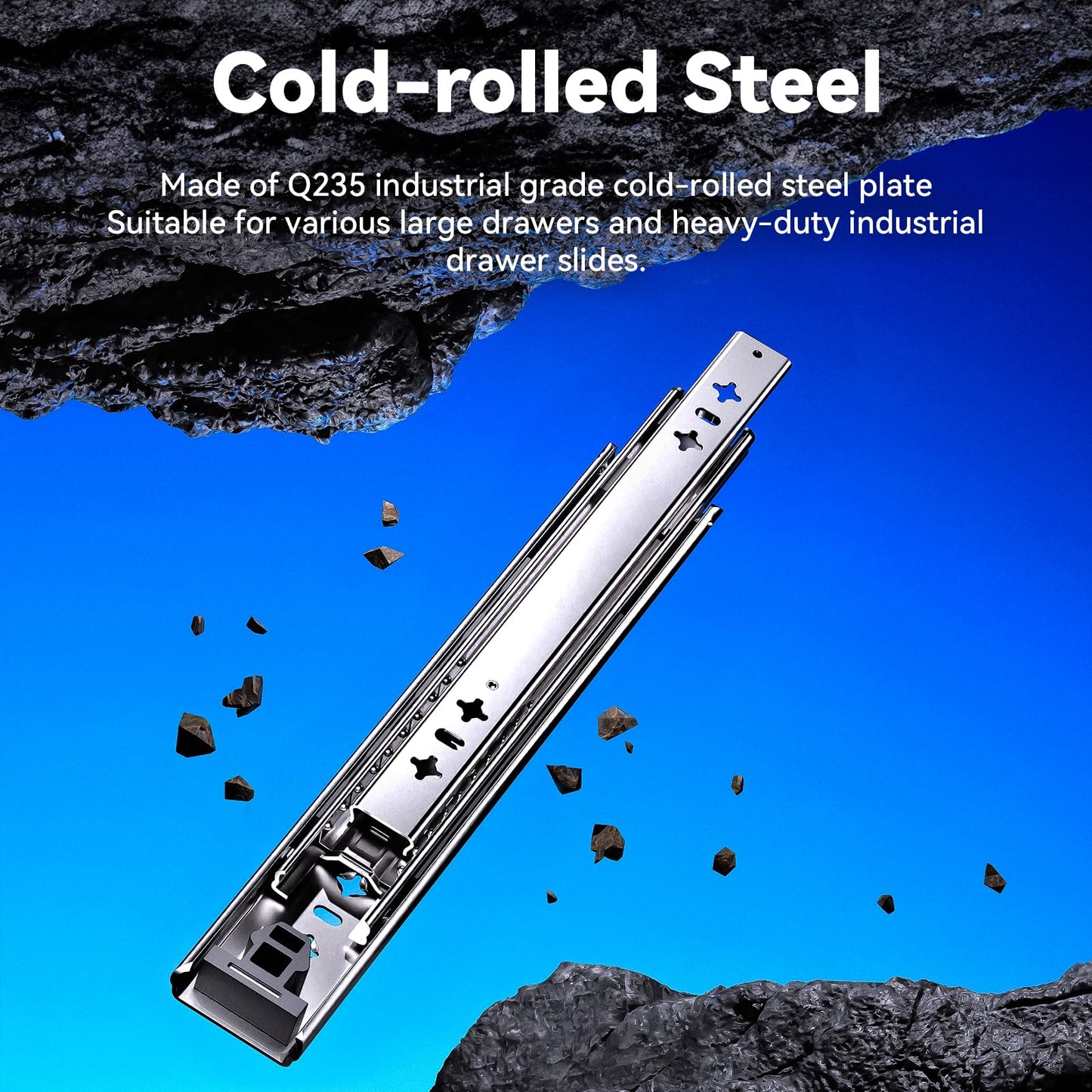1 Pair Heavy Duty Drawer Slides Full Extension Side Mount 20 22 30 32 34 36 38 40 Inch Metal Rails Track Guide Glides Runners 260lbs (Without Lock, 28 inch)