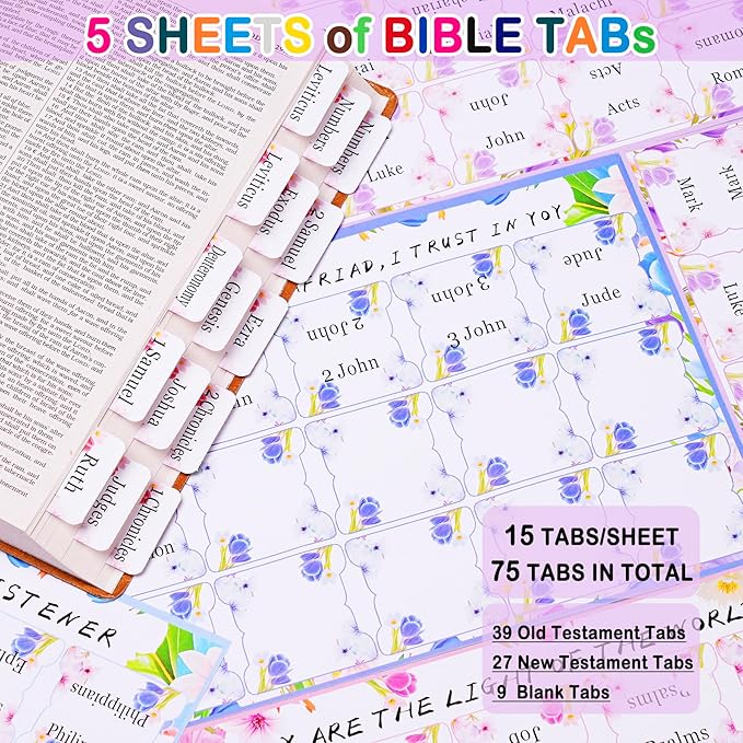 Bible Study Supplies for Women Men - Pencil Pouch Case, 75 Tabs, 12 No Bleed Highlighters, 6 Colored Pens, 10 Black Ink Pens, Washi Tapes & A5 Notebook -Christian Gifts Journaling Kit, Black