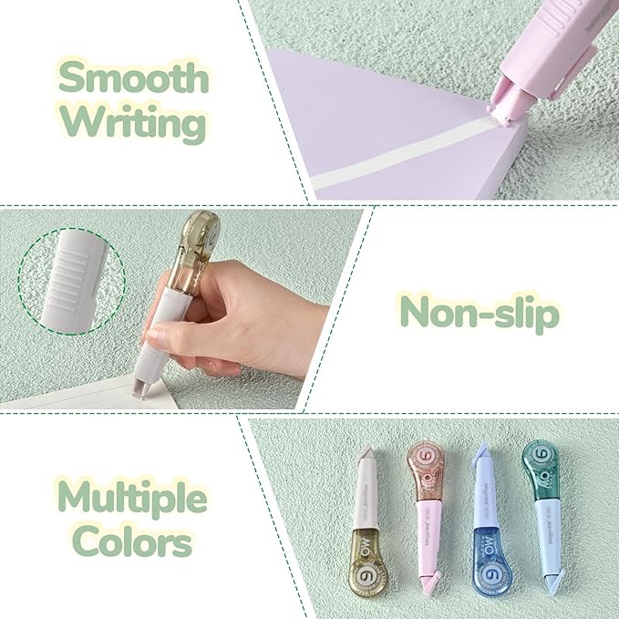Temiary 8 Pcs Correction Tape Pens, Aesthetic for Instant Correction, Easy to Use, Pen Shaped Applicator for Office School Supplies, 1/5 Inch x 236 Inches (Morandi)