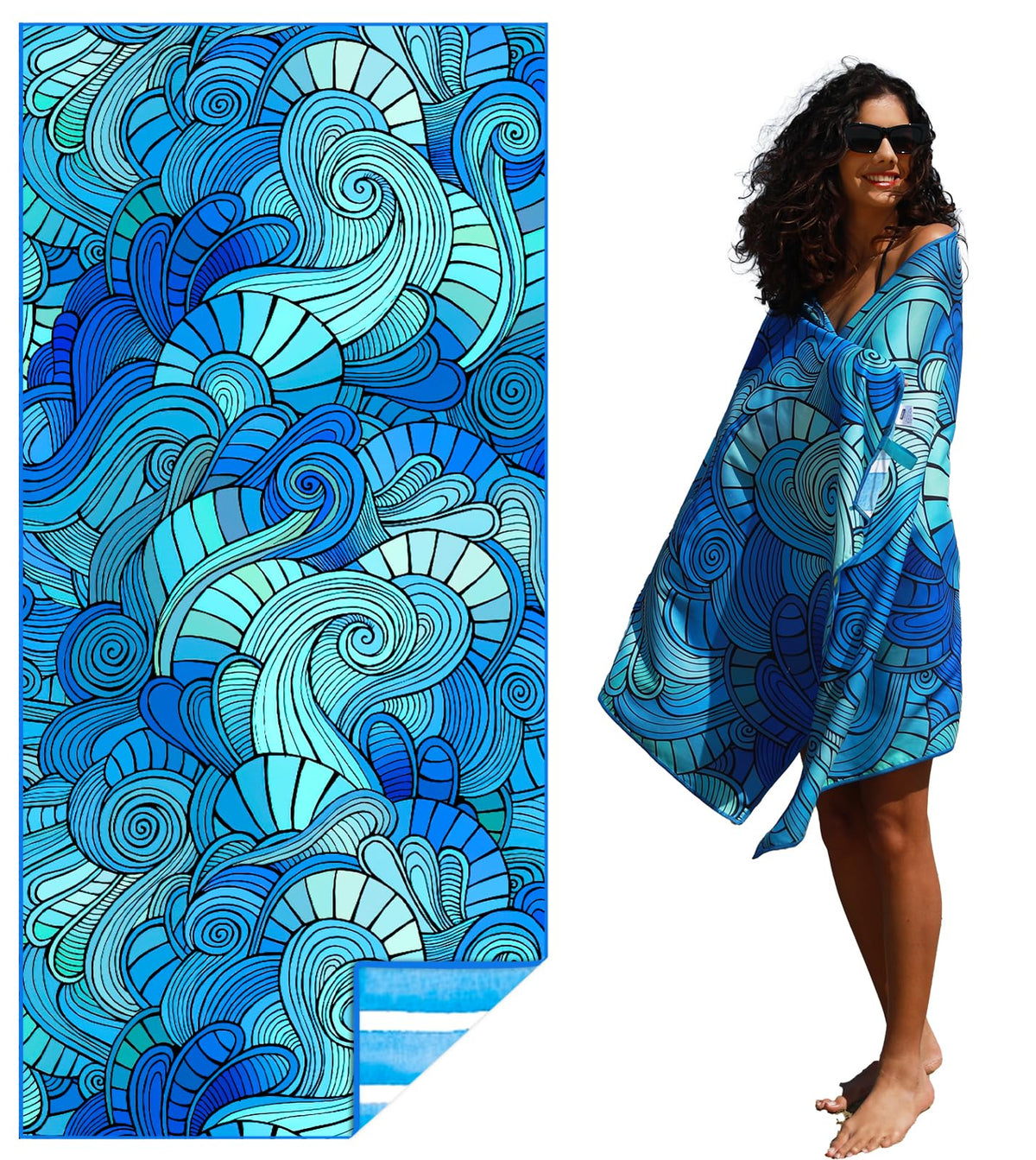 Microfiber Thin Lightweight Beach Towel Sand Free Quick Dry Absorbent Compact Towels for Swimming Pool Camping Beach Accessories Large Easy Pack Travel Things for Vacation Essentials Adult Gift