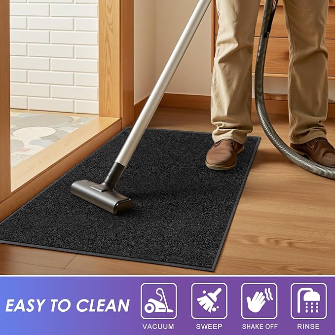 Kuyal Door Mat, 3'x4' Indoor Outdoor Entrance Mat to Trap Dirt and Moisture, Non Slip Waterproof Outdoor Mats, Commercial Floor Inside Outside Entrance, Heavy Duty Durable Welcome Mats, Black