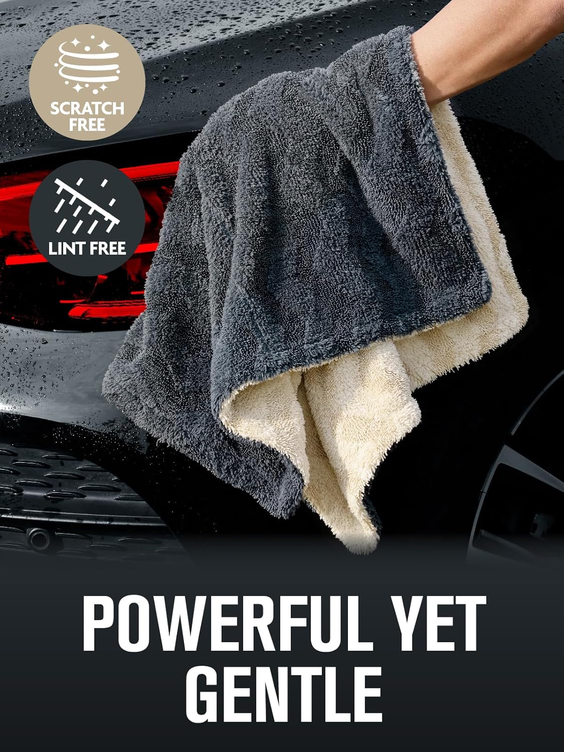Fantasticlean Large Car Drying Towel- 26‘’ by 20'', 2 Pack-Premium Microfiber Cleaning Cloth with Twisted Loop & Coral Fleece, Ultra Absorbent, Scratch-Free for Car Detailing