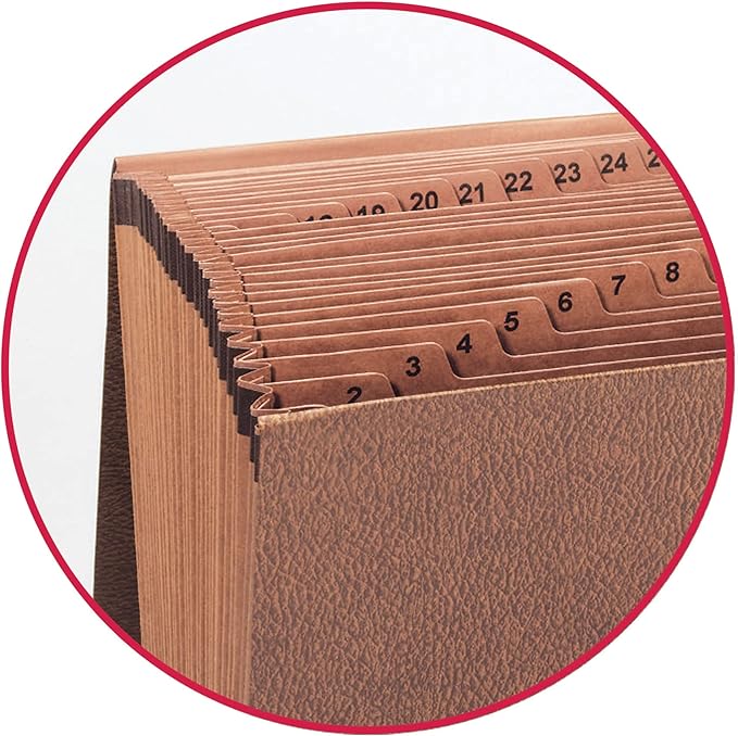 Smead TUFF Expanding File, 31 Pockets, Daily (1-31), Flap and Cord Closure, Legal Size, Redrope (70369)