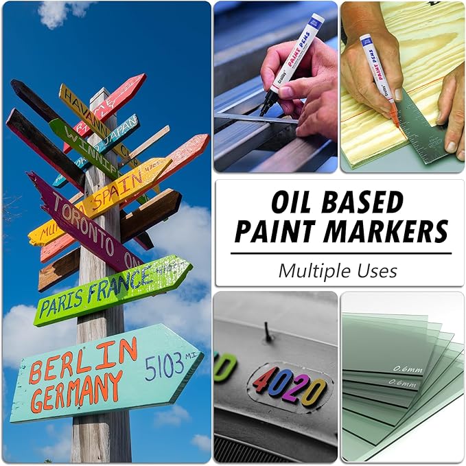 Brown Paint Markers, 2 Pack Oil-Based Waterproof Quick Dry Permanent Paint Pen Set for Rocks Painting, Wood, Fabric, Plastic, Canvas, Glass, Mugs, Metal, Tire, Stone, DIY Craft