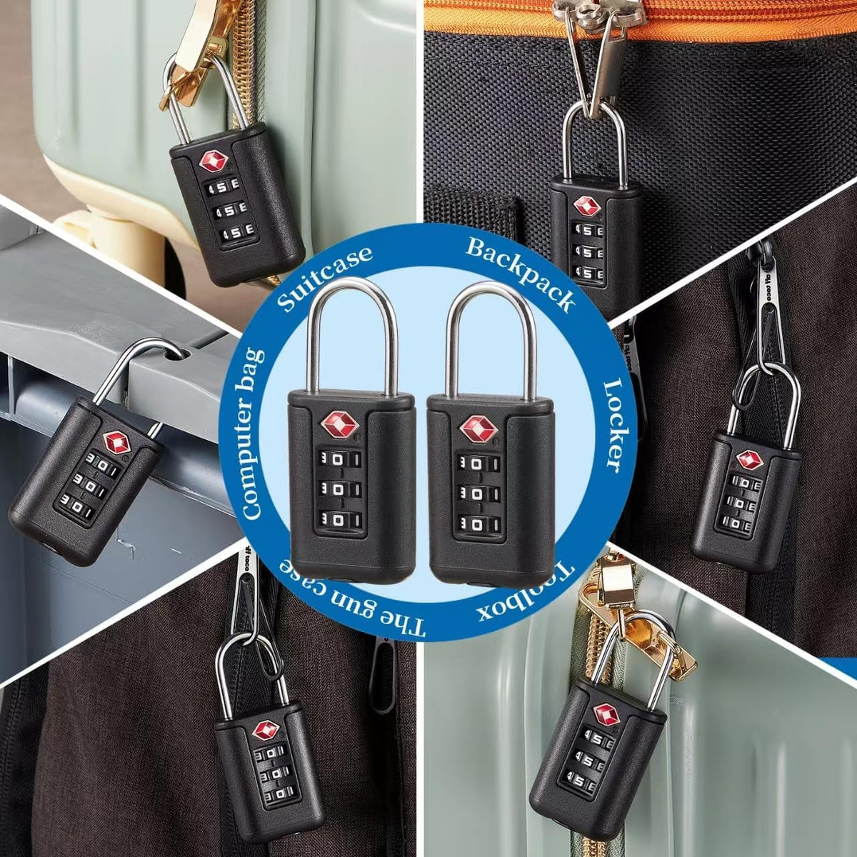EASTDEER TSA Approved Luggage Locks - Combo Locks with Code (Black)